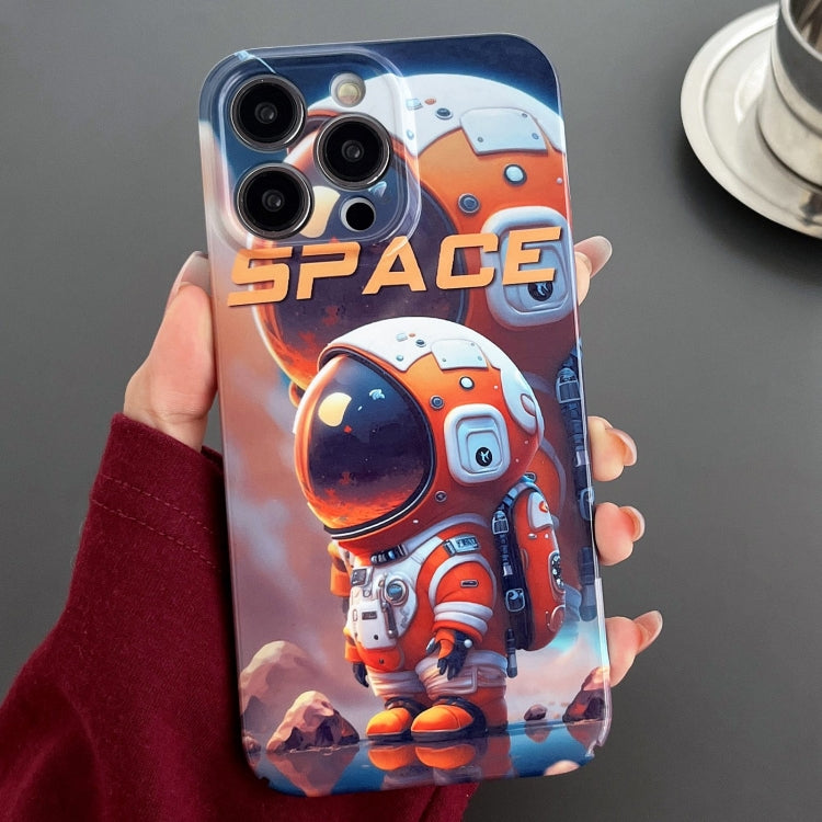For iPhone 11 Pro Painted Pattern Precise Hole PC Phone Case(Orange Astronaut)