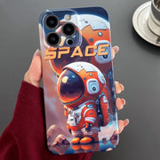 For iPhone 11 Pro Painted Pattern Precise Hole PC Phone Case(Orange Astronaut)