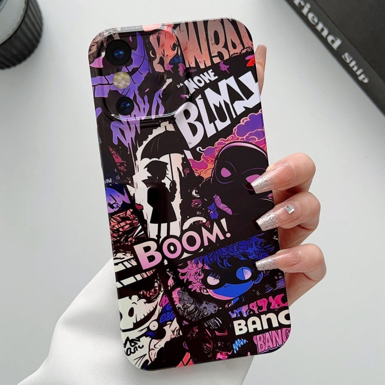 For iPhone X / XS Painted Pattern Precise Hole PC Phone Case(Comics Umbrella Boy)