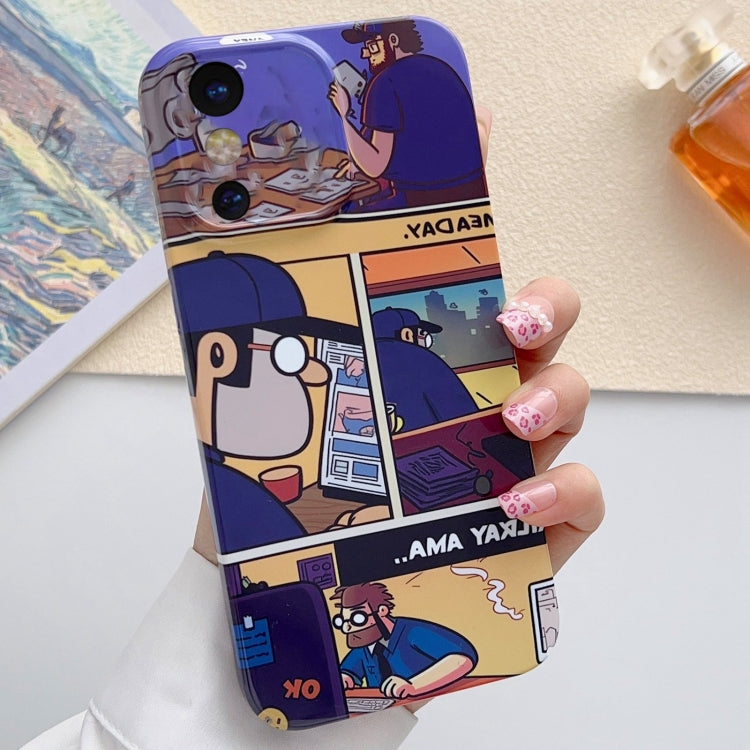 For iPhone X / XS Painted Pattern Precise Hole PC Phone Case(Working Comics)