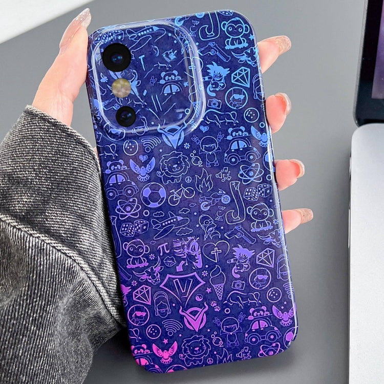 For iPhone X / XS Painted Pattern Precise Hole PC Phone Case(Red Blue Graffiti)