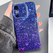 For iPhone X / XS Painted Pattern Precise Hole PC Phone Case(Red Blue Graffiti)