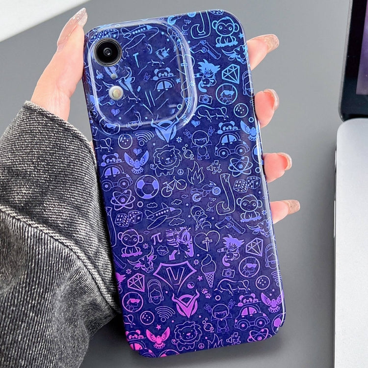For iPhone XR Painted Pattern Precise Hole PC Phone Case(Red Blue Graffiti)
