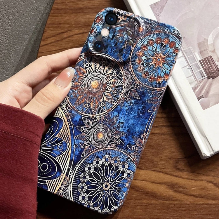 For iPhone XS Max Painted Pattern Precise Hole PC Phone Case(Abstract Flower)