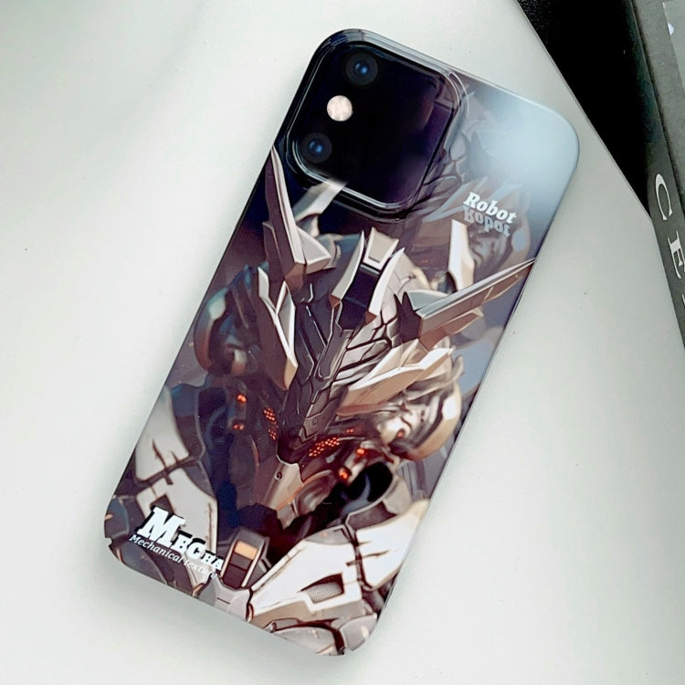 For iPhone XS Max Painted Pattern Precise Hole PC Phone Case(Golden Robot)