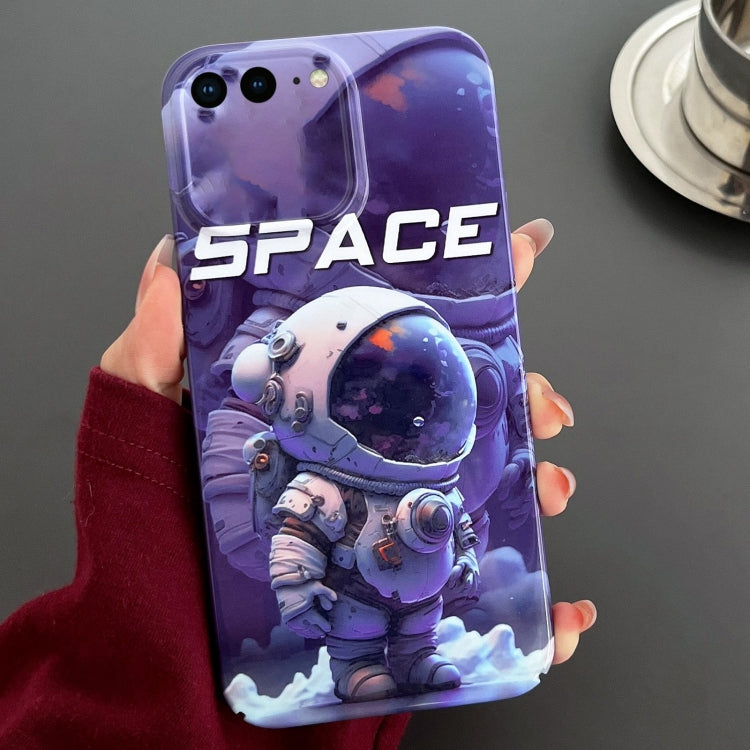 For iPhone 8 Plus / 7 Plus Painted Pattern Precise Hole PC Phone Case(Purple Astronaut)