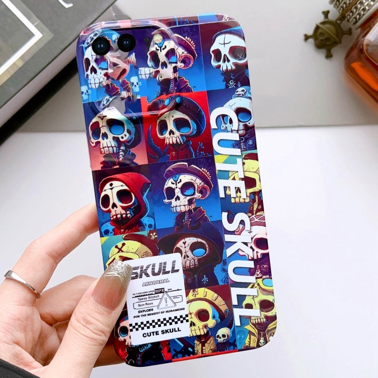 For iPhone 8 Plus / 7 Plus Painted Pattern Precise Hole PC Phone Case(Cute Skull)