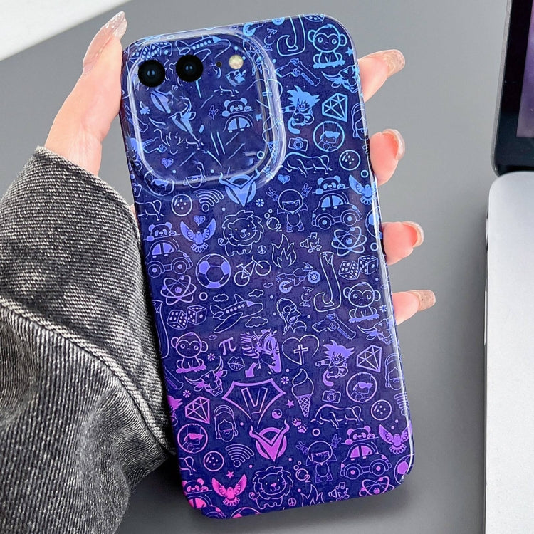 For iPhone 8 Plus / 7 Plus Painted Pattern Precise Hole PC Phone Case(Red Blue Graffiti)