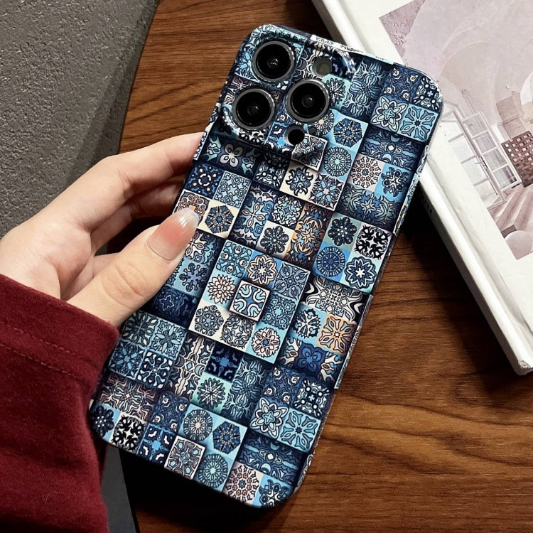 For iPhone 15 Pro Max Painted Pattern Precise Hole PC Phone Case(Green Plaid)
