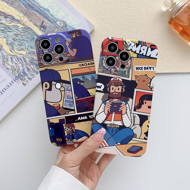 For iPhone 12 Pro Max Painted Pattern Precise Hole PC Phone Case(Purple Astronaut)