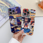 For iPhone 12 Pro Max Painted Pattern Precise Hole PC Phone Case(Purple Comics)