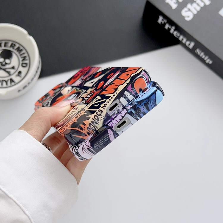 For iPhone 13 Pro Max Painted Pattern Precise Hole PC Phone Case(Orange Comics)