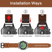 Compatible with Garmin Fenix 7 Pro 47mm Leather Steel Buckle Watch Band(Brown)