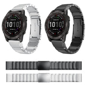 Compatible with Garmin Fenix 7 Pro 47mm Tortoise Shell Stainless Steel Watch Band(Black)