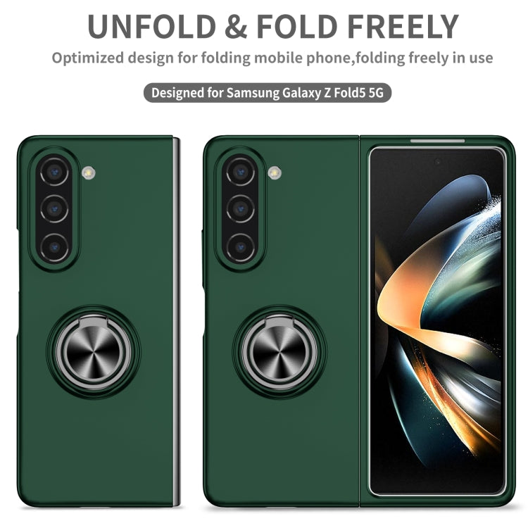 For Samsung Galaxy Z Fold5 5G Armor Ring Holder Phone Case(Dark Green)