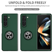 For Samsung Galaxy Z Fold5 5G Armor Ring Holder Phone Case(Dark Green)