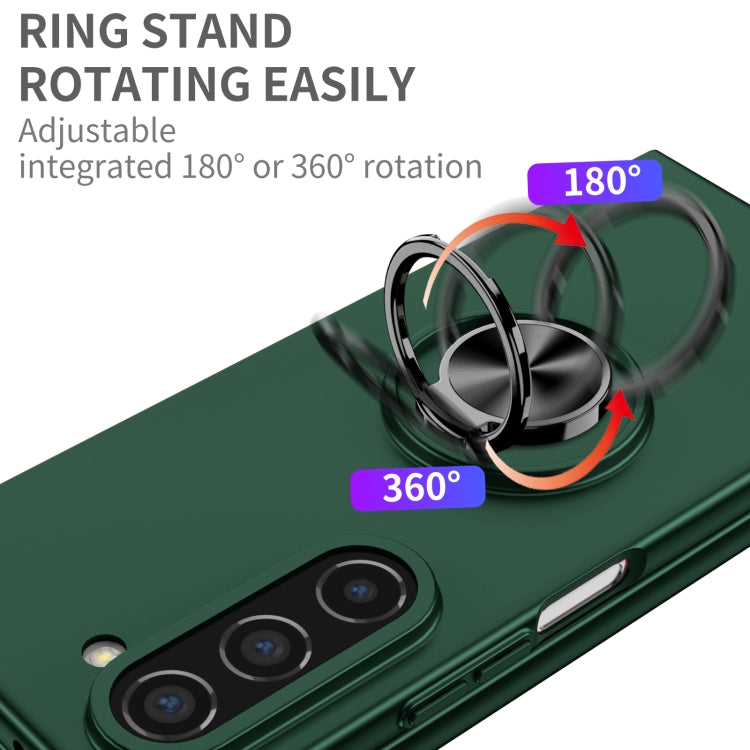 For Samsung Galaxy Z Fold5 5G Armor Ring Holder Phone Case(Dark Green)