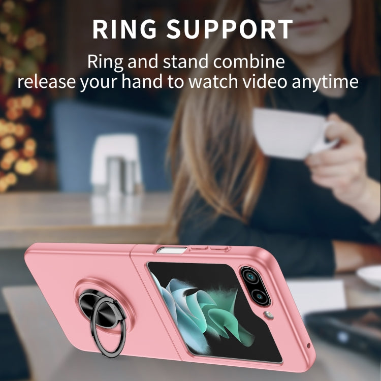 For Samsung Galaxy Z Flip5 5G Armor Ring Holder Phone Case(Pink)