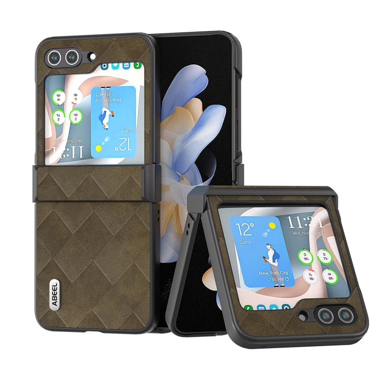 For Samsung Galaxy Z Flip5 ABEEL Weave Plaid PU Phone Case(Green)