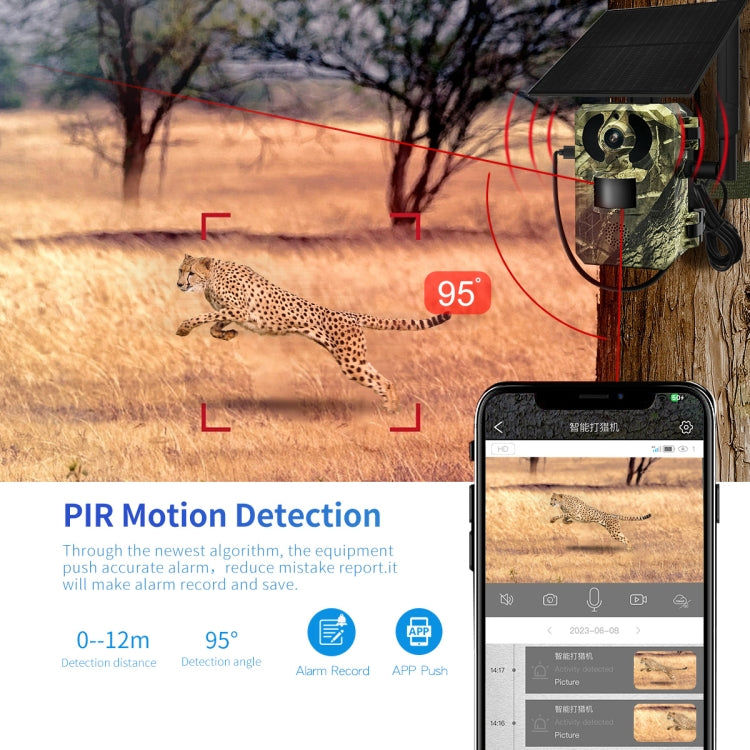 ESCAM QF380 4MP Network Solar PIR Alert Smart Wildlife Hunting Camera, 4G:EU Version(Camouflage)