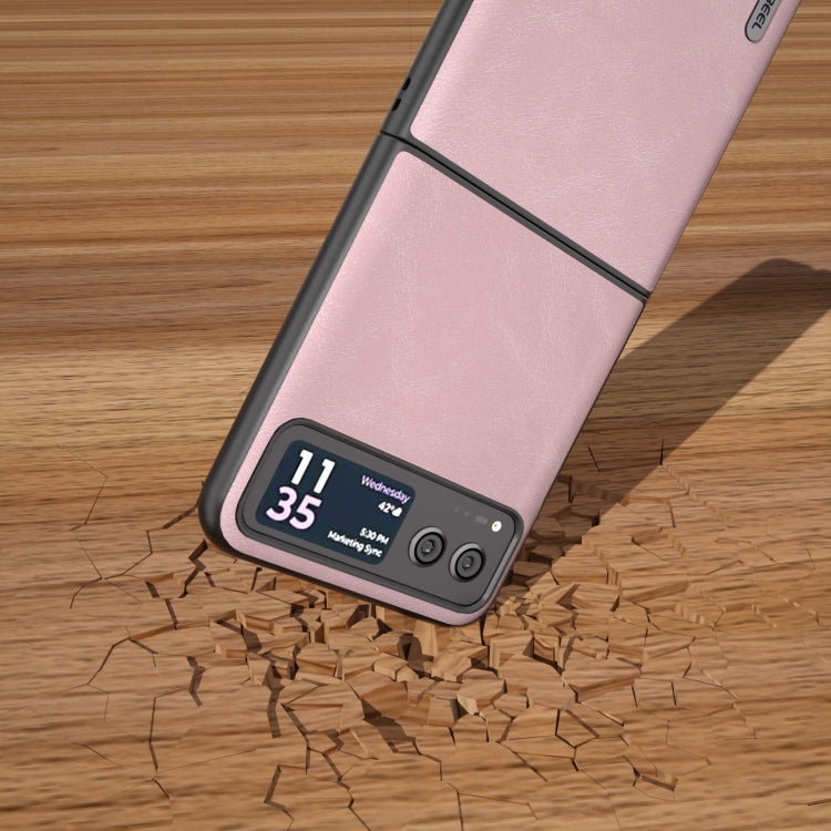For Motorola Razr 40 ABEEL Cowhide Texture PU Phone Case(Pink)