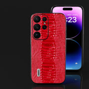 For Samsung Galaxy S23+ 5G ABEEL Genuine Leather Weilai Series Phone Case(Red)