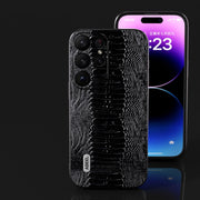 For Samsung Galaxy S23 5G ABEEL Genuine Leather Weilai Series Phone Case(Black)