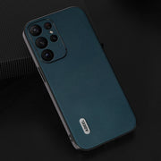 For Samsung Galaxy S23 5G ABEEL Genuine Leather Xiaoya Series Phone Case(Dark Green)