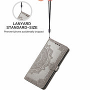 For Honor 90 5G Mandala Flower Embossed Leather Phone Case(Grey)