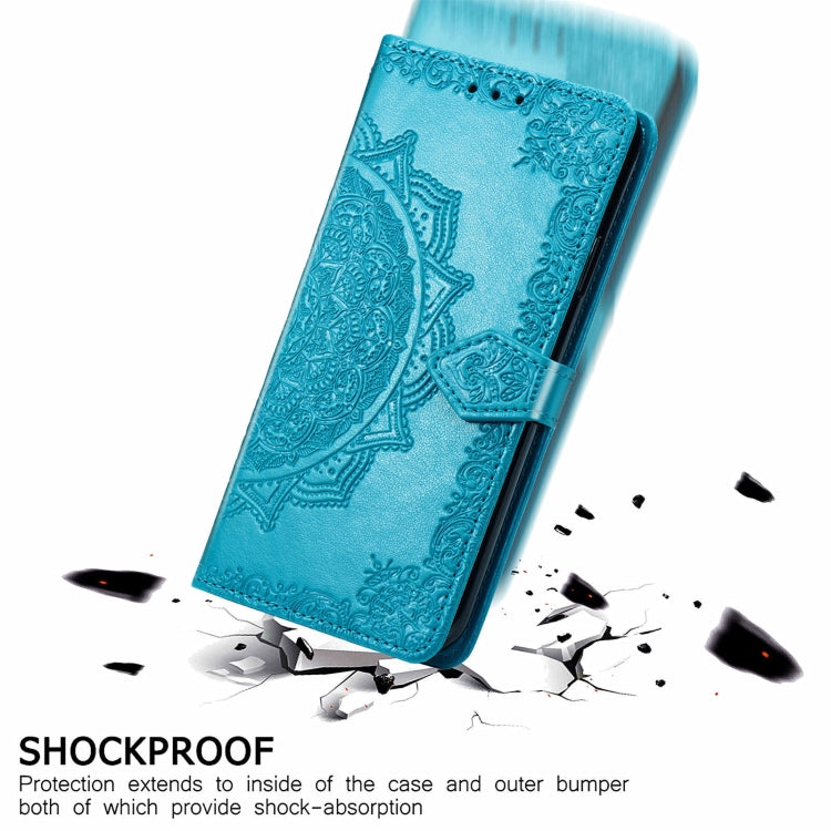 For Honor 90 5G Mandala Flower Embossed Leather Phone Case(Blue)