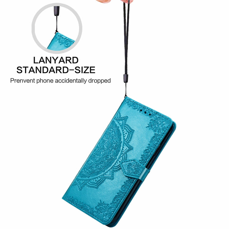 For Honor 90 5G Mandala Flower Embossed Leather Phone Case(Blue)