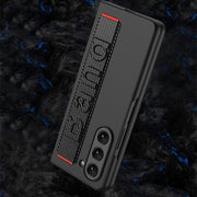 For Samsung Galaxy Z Fold5 5G GKK Ultra-thin Wristband Shockproof Phone Case with Holder(Carbon Fiber)