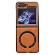 For Samsung Galaxy Z Flip5 Crazy Horse Texture Magnetic Magsafe PU Phone Case(Orange) - free shipping - PMC TechLife - Order now!