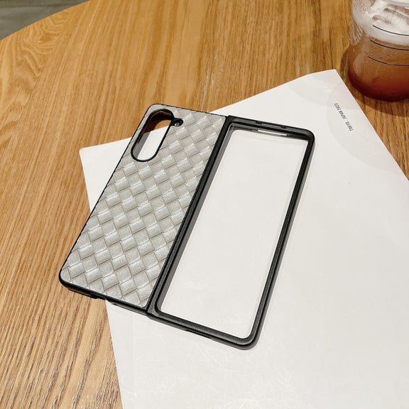 For Samsung Galaxy Z Fold5 5G Woven Texture Folding Phone Case(Grey)