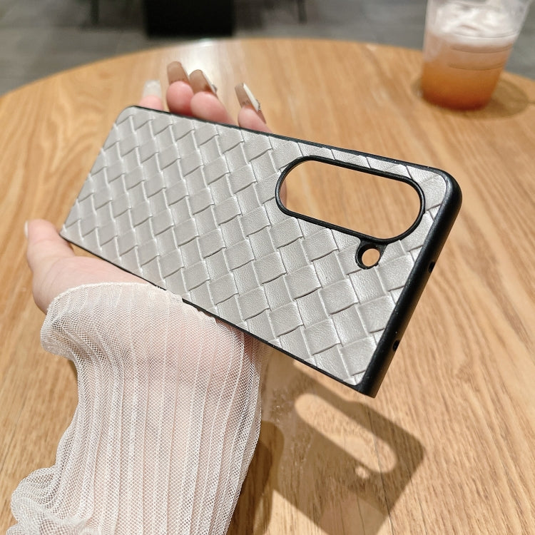 For Samsung Galaxy Z Fold5 5G Woven Texture Folding Phone Case(Grey)