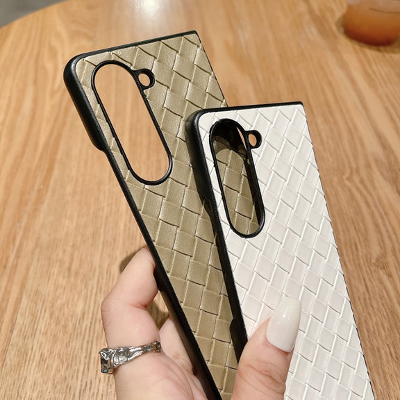 For Samsung Galaxy Z Fold5 5G Woven Texture Folding Phone Case(Grey)