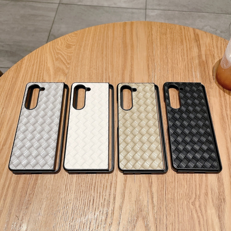 For Samsung Galaxy Z Fold5 5G Woven Texture Folding Phone Case(Grey)