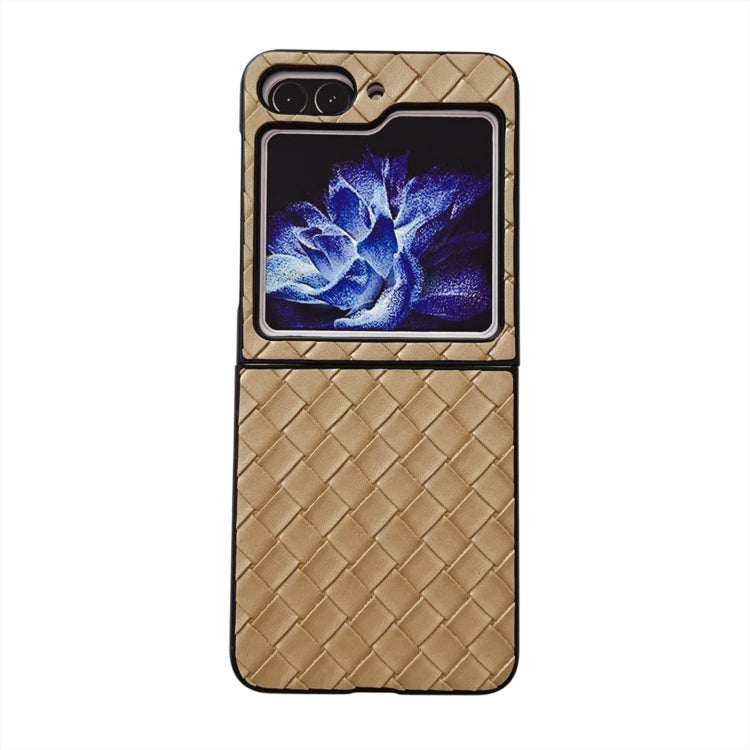 For Samsung Galaxy Z Flip5 5G Woven Texture Folding Phone Case(Gold)