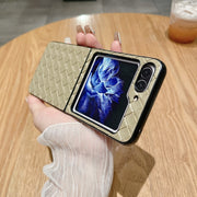 For Samsung Galaxy Z Flip5 5G Woven Texture Folding Phone Case(Gold)
