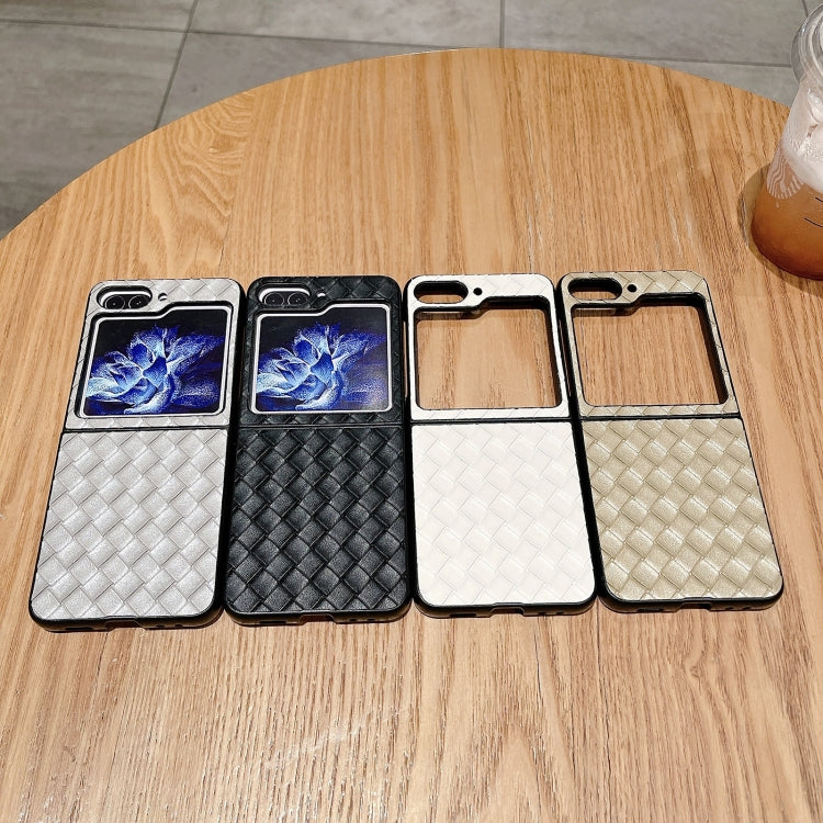 For Samsung Galaxy Z Flip5 5G Woven Texture Folding Phone Case(Gold)