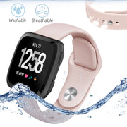 For Fitbit Versa 2 / Fitbit Versa / Fitbit Versa Lite Solid Color Silicone Watch Band, Size:S(Sand Pink)