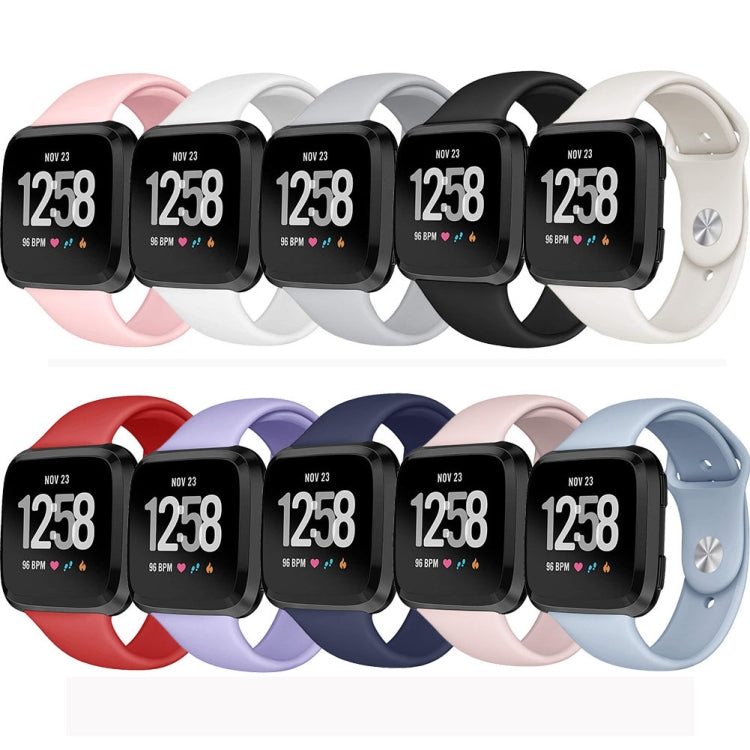 For Fitbit Versa 2 / Fitbit Versa / Fitbit Versa Lite Solid Color Silicone Watch Band, Size:S(Sand Pink)