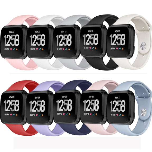 For Fitbit Versa 2 / Fitbit Versa / Fitbit Versa Lite Solid Color Silicone Watch Band, Size:S(Sand Pink)