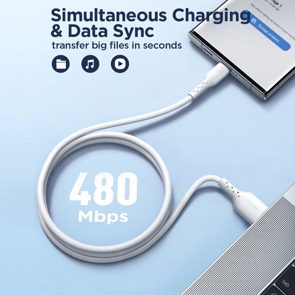 JOYROOM SA26-AC3 Flash Charge Series 3A USB to USB-C / Type-C Fast Charging Data Cable, Cable Length:1m(Black)