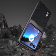 For Motorola Razr 40 Ultra ABEEL Dual Color Lichi Texture PU Phone Case(Black)