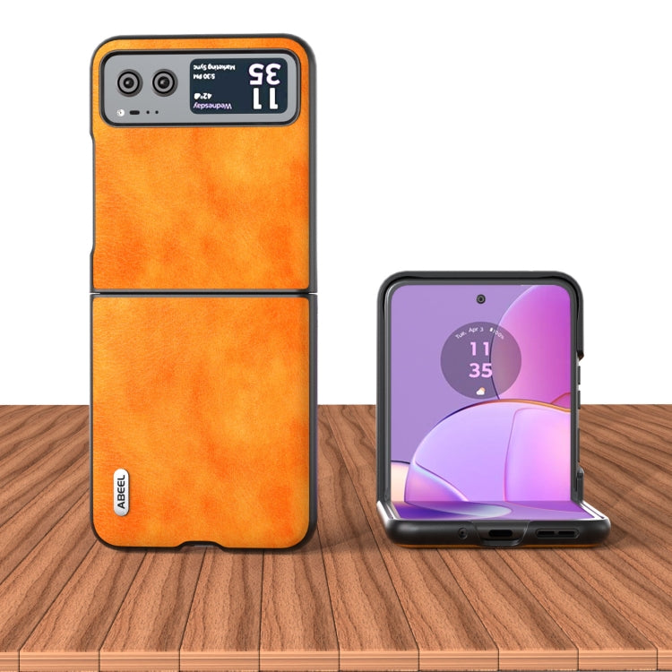 For Motorola Razr 40 ABEEL Dual Color Lichi Texture PU Phone Case(Orange)