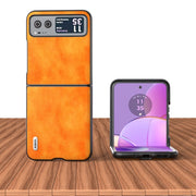 For Motorola Razr 40 ABEEL Dual Color Lichi Texture PU Phone Case(Orange)