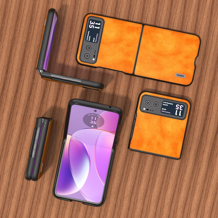 For Motorola Razr 40 ABEEL Dual Color Lichi Texture PU Phone Case(Orange)