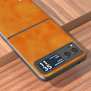 For Motorola Razr 40 ABEEL Dual Color Lichi Texture PU Phone Case(Orange)