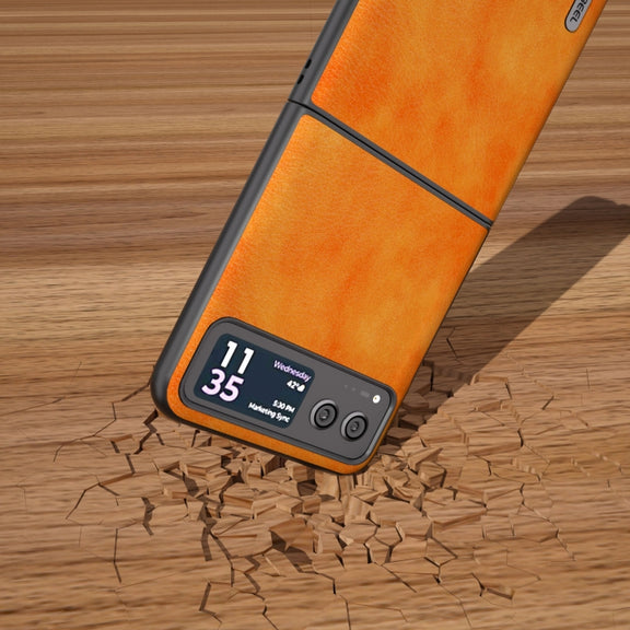 For Motorola Razr 40 ABEEL Dual Color Lichi Texture PU Phone Case(Orange)